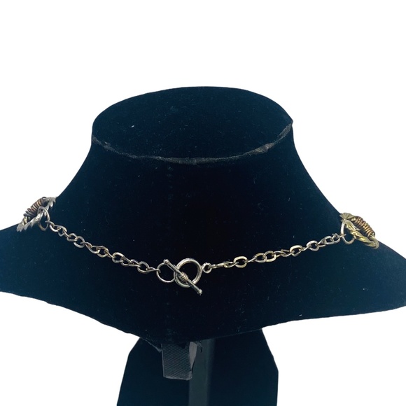 Luxury Logo Upcycled Canvas Bag Necklace with Vintage Cross Necklace W/ Pearl - Picture 15 of 17